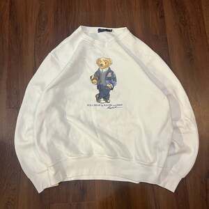 Polo Ralph Lauren Football Bear Fleece Sweatshirt White Size XL